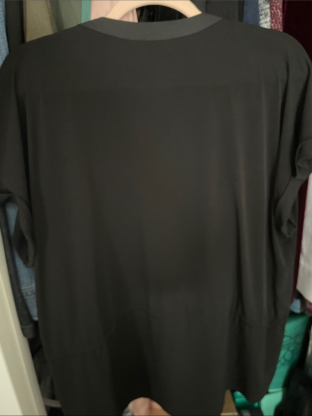 Calvin Klein Black Drawstring Button Tunic Blouse Date Night Office Business - Picture 2 of 5